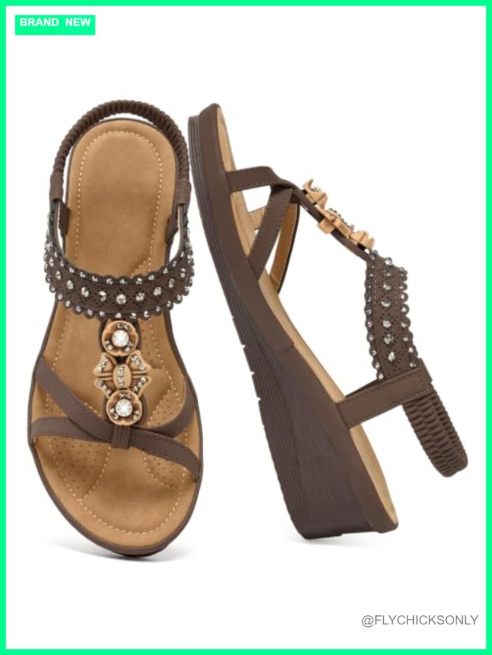 Faux Leather Rhinestone Wedge Sandals: Low Heel Platform Summer Dressy Casual
